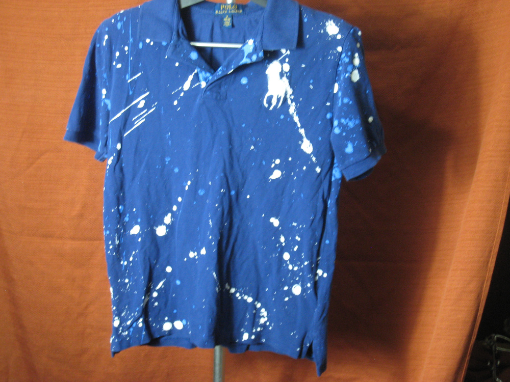 Polo Ralph Lauren Paint Splatter Polo Shirt Blue Size M